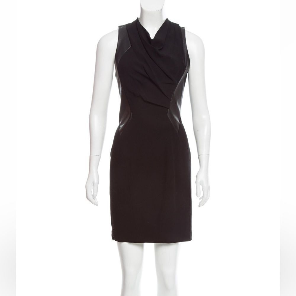 Pristine condition. Helmut Lang
Leather-Accented Sheath Dress